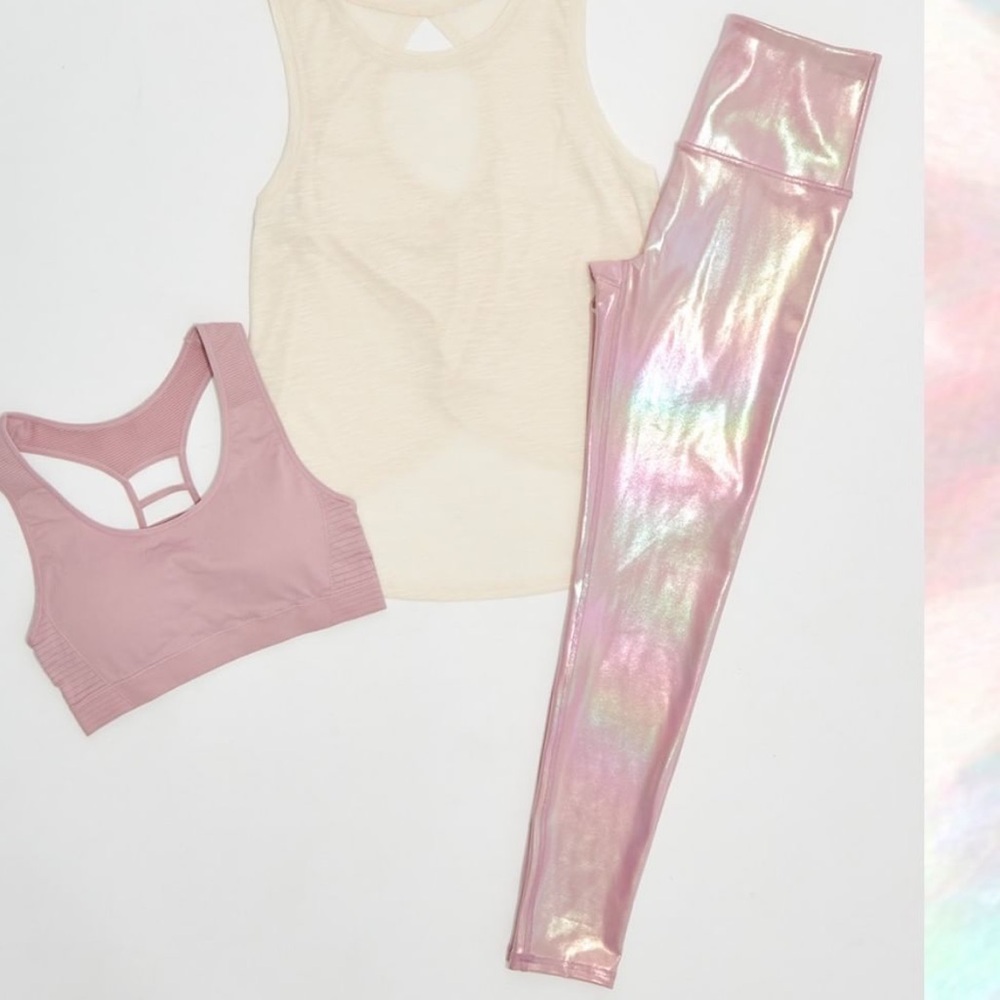 NWT Ellie Activewear Leggings Pink Sparkling / Metallic